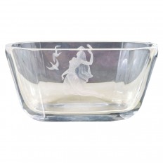 Ovoid etched glass bowl